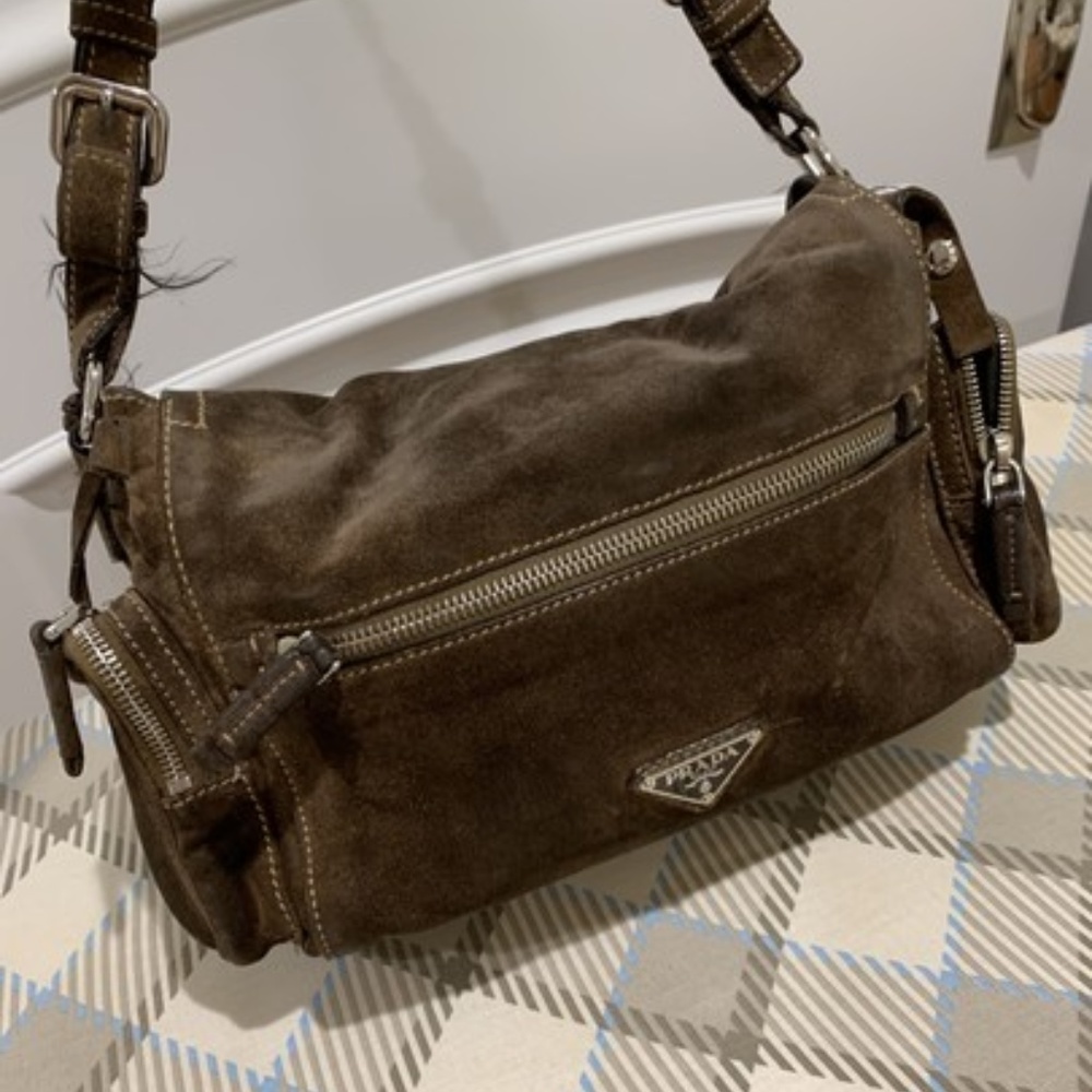 COPY - Prada Brown Suede Shoulder Bag